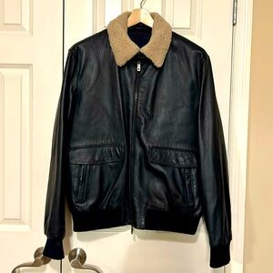 Faconnable Italian leather men’s bomber jacket